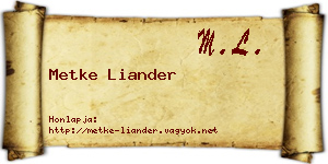 Metke Liander névjegykártya